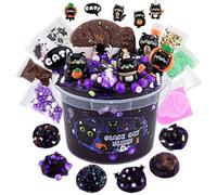 300ml Black Cat Clear Slime Kit With Clay for Girls Ages 8-12 - 9 Packs Add-Ins, Non-Stick Party Favors, Toys for Kids - Dark Purple Halloween Christmas Easter Birthday Gifts