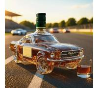 300ML Car Shaped Whisky Bottle- Whiskey Glass Decanter, Statues for Creative Home Bar Decor Green Sticker