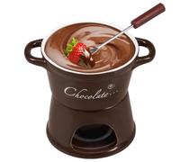 300ml Chocolate Fondue Mug with Stainless Steel Forks, Chocolate Melting Cup, Ceramic Cheese Warmer Cup, Detachable Butter Fondue Heated for Home Shop Kitchen(Coffee)