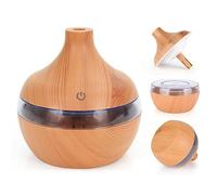 300ml Essential Oil Diffuser, Cool Mist Aroma Humidifier with 7-Colour LED Lights, Portable Ultrasonic Aromatherapy Diffuser for Home Bedroom Office, Whisper-Quiet & Auto Shut-Off (Brown)