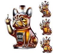 300ml Funny French Bulldog Whisky Decanter with 3D Middle Finger Design, Novelty Dog Whiskey Wine Glass Bottle for Home Bar, Gifts, Cellar Gathering & Commercial Display A