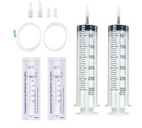 300ml Large Capacity Plastic Syringe, 2Pcs Reusable Plastic Feeding Syringe, Transparent Liquid with 2 Catheter, Universal Liquid Measuring , No Needle for Industrial Experiment