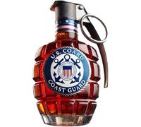 300ml Military Hand Grenade Whiskey Bottle,Engraved Hand-Grenade Shape Glass Bottle,Leak-Proof & Durable Design Military Themed Whiskey Decanter for Memorial Day (E)