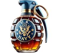 300ml Military Hand Grenade Whiskey Bottle,Engraved Hand-Grenade Shape Glass Bottle,Leak-Proof & Durable Design Military Themed Whiskey Decanter for Memorial Day (D)