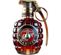 300ml Military Hand Grenade Whiskey Bottle,Engraved Hand-Grenade Shape Glass Bottle,Leak-Proof & Durable Design Military Themed Whiskey Decanter for Memorial Day (A)