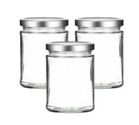 300ml Panelled Jam Jars | 300ml Jam Jars | Including Gold Twist Off Caps | Glass Jars | Preserve & Chutney Jars | Sets of 3-100| J&B (6, Silver)