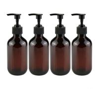 300ml Plastic Dispenser Bottles 4 Pieces, Refillable Pump Containers for Hand Soap, Shampoo, Conditioner, Lotions, Temperature Resistant, Brown(brown)