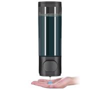 300mL Soap Dispenser,No Drill Shampoo Dispenser Set Wall Mounted for Bathroom,Single Chamber Simple Human Plastic Body Wash Shower Gel Shampoo Conditioner Container (Black)