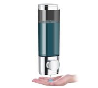300mL Soap Dispenser,No Drill Shampoo Dispenser Set Wall Mounted for Bathroom,Single Chamber Simple Human Plastic Body Wash Shower Gel Shampoo Conditioner Container (Silver)