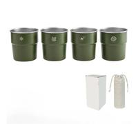 300ml stainless steel outdoor step cup set, 4 piece stackable design made of 304 stainless steel for camping and travel use (300ml green)