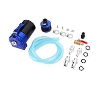 300ML Universal Aluminum Oil Catch Can Reservoir, Engine Breather Tank with Air Filter and Mounting Bracket for Car, Captures Oil Moisture and Sludge to Improve Engine (Black Blue)