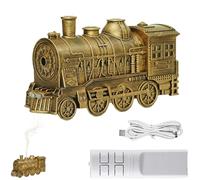 300ML Vintage Essential Oil Diffuser Train, Train Humidifier Aroma Diffuser, Train Humidifier with LED Light, Handcrafted Steam-Train Design, Dual Mist Modes, Home & Office Décor (Bronze)
