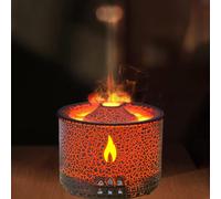 300ml Volcano Humidifier, Jellyfish Mist Flame Essential Oil Diffuser - Pulsating/Continuous Modes, Waterless Auto Shut-Off Air Moisturize, Flame Diffuser for Bedroom/Office with Night Light(Black)