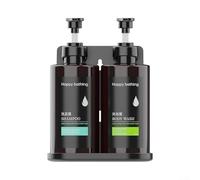 300ML Wall Mounted Manual Soap Dispenser Pump Bottle for Shampoo Shower Gel Lotion Black ABS Bathroom Kitchen Organizer Space Saving Easy to Refill (2 Bottles)
