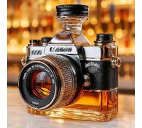 300ML Whiskey Decanter Bottle, 3D Camera Shaped Whiskey Decanter Figurine, Novelty Handmade Glass Wine Bottle Sculptures, Funny Camera Themed Barware Ornaments(2)