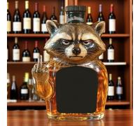 300ML Whiskey Decanter Bottle - 3D Middle Finger Raccoon Whiskey Wine Bottle, Art Statue, Novelty Glass Whiskey Decanter, Funny Animal Theme Empty Wine Carafe, Home Bar Decor Gag Gift(A)
