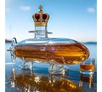 300ML Whiskey Decanter Bottle, 3D Submarine Shaped Whiskey Decanter Figurine, Novelty Handmade Glass Wine Bottle Sculptures, Funny New Barware Ornaments(B)