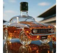 300ML Whiskey Decanter Bottle - Art Statue, 3D Car Theme Whiskey Wine Bottle Sculpture, Car Shaped Glass Whiskey Decanter Statue, Hand Blown Wine Storage Containers Gift(A)