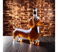 300ML Whiskey Decanter Bottle - Art Statue, 3D Dachshund Dog Shape Whiskey Wine Bottle, Animal Theme Glass Whiskey Decanter, Unique Red Wine Decanter