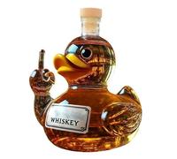 300ML Whiskey Decanter Bottle - Art Statue, 3D Duck Middle Finger Funny Middle Finger Whiskey Duck Wine Bottle, Glass Ducks Statue Whiskeys Decanter, Prank Ducks Decanters Decoration(E)