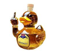 300ML Whiskey Decanter Bottle - Art Statue, 3D Duck Middle Finger Shape Whiskey Wine Bottle, Funny Middle Finger Glass Whiskeys Decanter Statue, Prank Ducks Decoration Gift(C)
