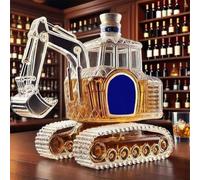 300ML Whiskey Decanter Bottle, Art Statue, 3D Excavator-Shaped Whiskey Wine Bottle, Novelty Hand Carved Empty Wine Carafe Liquor Storage, Home Bar Office Gift