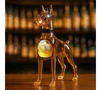 300ML Whiskey Decanter Bottle - Art Statue, 3D Funny Animal Glass Wine Bottle, Mini Doberman Shape Whiskey Decanter, Leak-Proof Wine Storage Containers, Home Decor Gift(D)