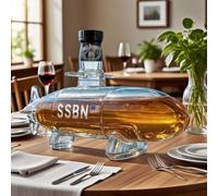 300ML Whiskey Decanter Bottle - Art Statue, 3D Novelty Glass Whiskey Decanter, Submarine Shaped Whiskey Bottle, Creative Empty Wine Bottles, for Liquor Storage Hand Blown Decor Gift(B)