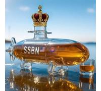 300ML Whiskey Decanter Bottle - Art Statue, 3D Novelty Glass Whiskey Decanter, Submarine Shaped Whiskey Bottle, Creative Empty Wine Bottles, for Liquor Storage Hand Blown Decor Gift(A)