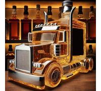 300ML Whiskey Decanter Bottle - Art Statue, 3D Semi Truck Shaped Glass Whiskey Decanter, Creative Novelty Whiskey Wine Bottle, Hand Blown Car Theme Empty Wine Bottles(D)