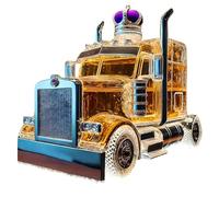 300Ml Whiskey Decanter Bottle Art Statue, 3D Semi Truck Shaped Glass Whiskey Decanter with Stopper, Creative Novelty Whiskey Wine Bottle, Hand Blown Car Theme Empty Wine Bottles 1
