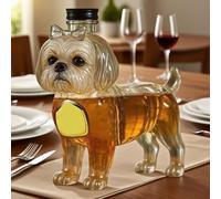 300ML Whiskey Decanter Bottle - Art Statue, 3D Shih Tzu Dog Shaped Whiskey Wine Bottle, Novelty Glass Dog Whiskey Decanter, Creative Animal Theme Empty Wine Bottles, for Liquor Storage