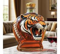 300ML Whiskey Decanter Bottle - Art Statue, 3D Tiger Shaped Whiskey Wine Bottle, Novelty Glass Whiskey Decanter, Football Theme Exquisite Hand-Carved Liquor Dispenser, Home Bar Office Gift