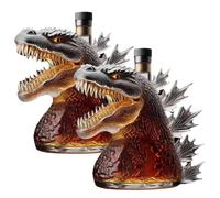 300ML Whiskey Decanter, Fun Art Statue，Animal Statue Glass Bottle, for Father and Boyfriend(2pcs)