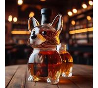 300ML Whiskey Decanter, Fun Art Statue，Animal Statue Glass Bottle, for Father and Boyfriend(A)
