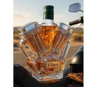 300ML Whiskey Decanter - Sculptures Statues Wine Bottle, V-Twin Whiskey Wine Bottles Sculpture, 3D Glass Motorcycle Engine Whiskey Decanter Decoration Gift, Wine Storage Containers(C)