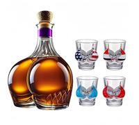 300ML Whiskey Decanter Wine Bottles Art Statue Figurine - 3D Ass Funny Wines Bottle, Novelty Glass Butt Whiskey Decanter, Home Bar Decoration Gifts(Decanter+4 Wine Glass)