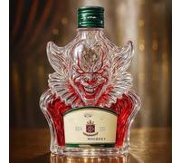 300ML Whiskey Decanter Wine Bottles Art Statue Figurine - 3D Clown Shape Whiskey Wine Bottle Sculpture, Novelty Glass Whiskey Decanter, Clown Theme Empty Wine Bottles(B)