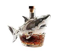 300ML Whiskey Decanter Wine Bottles Art Statue Figurine - 3D Shark Shape Whiskey Decanter Sculpture, Sharks Theme Leak-Proof Glass Wine Bottle, Desktop Decor Gift(Shark)