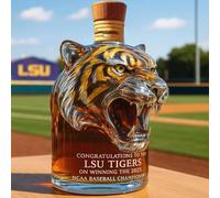 300ML Whiskey Decanter Wine Bottles Art Statue Figurine - 3D Tiger Head Shape Whiskey Wine Bottle Ornaments, Hand-Blown Leakproof Design Whiskeys Decanter Sculptures, Gift Statue For Whiskey Lovers(D)