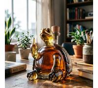 300ML Whiskey Decanter Wine Bottles Art Statue Figurine - 3D Turtle Whiskey Decanter Sculpture, Hand Blown Lead-Free Whiskey Wine Bottle, Bottle Decoration Gift
