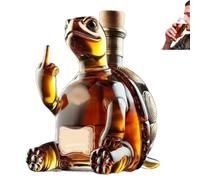 300ML Whiskey Decanter Wine Bottles Art Statue Figurine - 3D Turtle Whiskey Decanter Sculpture, Hand Blown Lead-Free Whiskey Wine Bottle, Animal Glass Sealed Jar, Bottle Decoration Gift