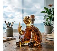 300ML Whiskey Decanter Wine Bottles Art Statue Figurine - 3D Turtle Whiskey Decanter Sculpture, Hand Blown Lead-Free Whiskey Wine Bottle, Bottle Decoration Gift