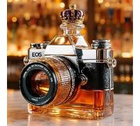 300ML Whiskey Decanter Wine Bottles Art Statue Figurine - Camera Shaped Whiskey Decanter Figurine, 3D Novelty Handmade Glass Wine Bottle Sculptures, Funny Camera Themed Barware Ornaments(B)