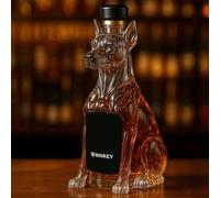 300ML Whiskey Decanter Wine Bottles Art Statue Figurine - Hounds Whiskey Wine Bottles, Novelty Dog Glass Whiskey Decanter, Animal-Themed Bar Ornaments, Clear Glassware Art Decor Sculptures(C)