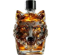 300ml Wolf Whiskey Decanter, Glass Liquor Bottle Art Statue, Decorative Whiskey Holder for Home Bar & Dining Room