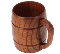 300ml Wood Drinking Cup Wooden Tankard Beer Glass Stein Tea Cup,Wooden Mug with Handle Barrel Mug Wood Drinking Cup for Tea Milk Beer Kitchen Home Bar