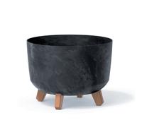 (300mm, anthracite) Round Concrete Look Planter Flower Pot Indoor Outdoor Garden Decor With Legs