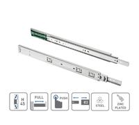 1 Pair x Ball Bearing Push to Open Drawer Runner/Slide - Full Extension (300mm)