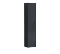 300mm Wall Hung 1 Door Tall Unit - Satin Dark Grey with Copper Handle, 1433 x 300 x 235mm